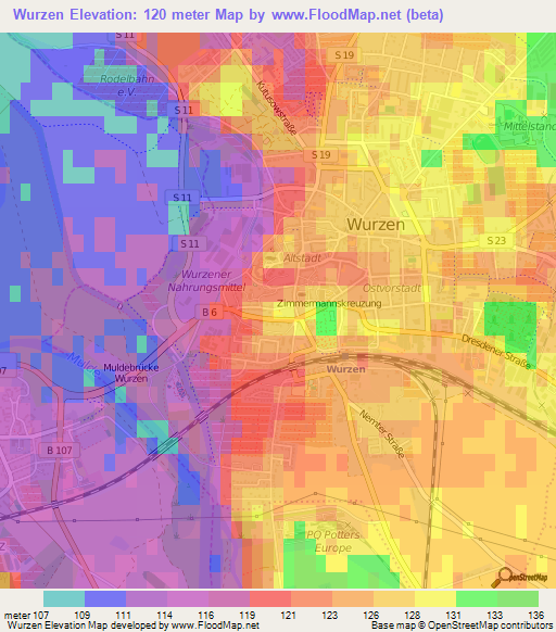 Wurzen,Germany Elevation Map