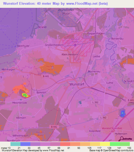 Wunstorf,Germany Elevation Map