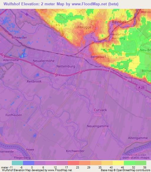 Wulfshof,Germany Elevation Map