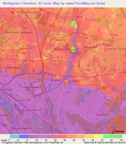 Wuhlgarten,Germany Elevation Map