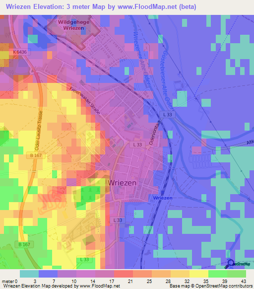 Wriezen,Germany Elevation Map