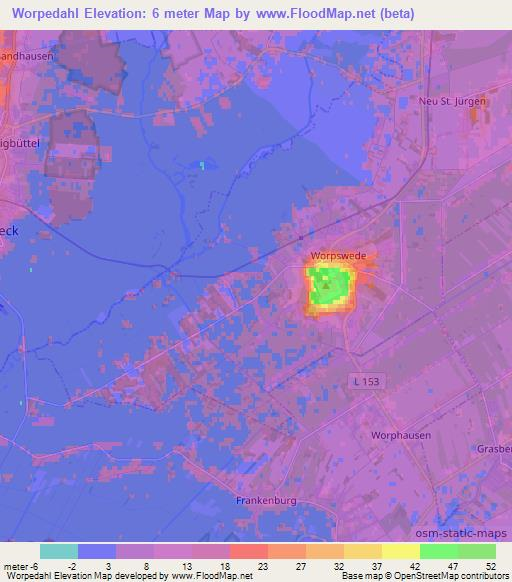 Worpedahl,Germany Elevation Map