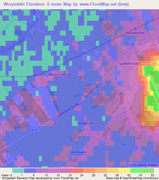 Worpedahl,Germany Elevation Map