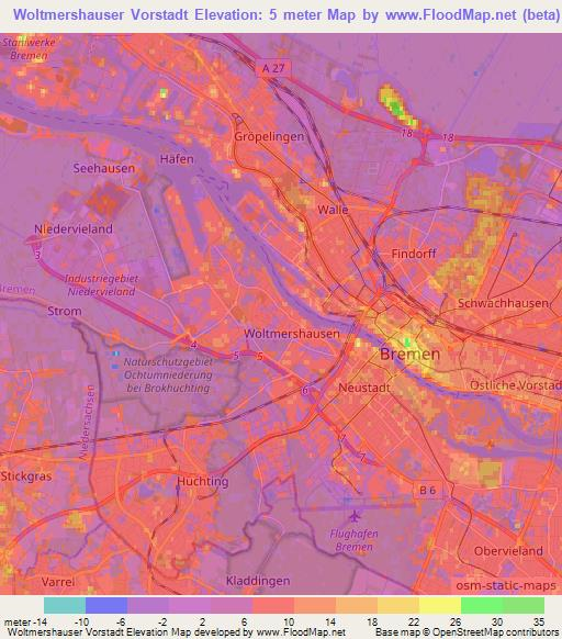 Woltmershauser Vorstadt,Germany Elevation Map