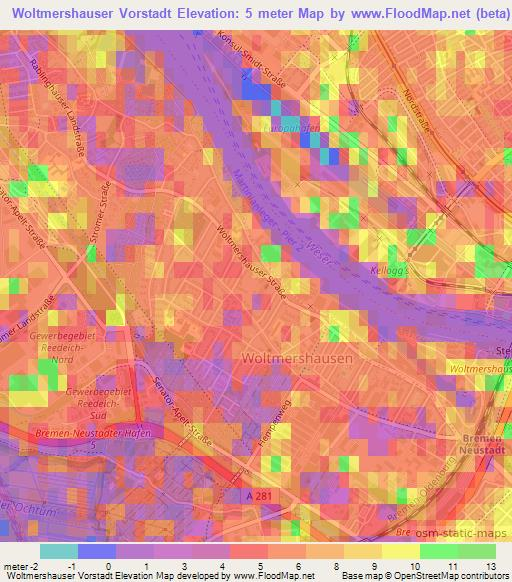 Woltmershauser Vorstadt,Germany Elevation Map