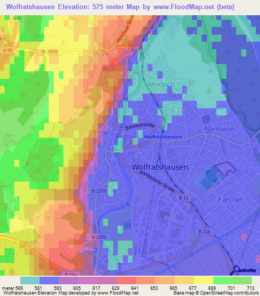 Wolfratshausen,Germany Elevation Map