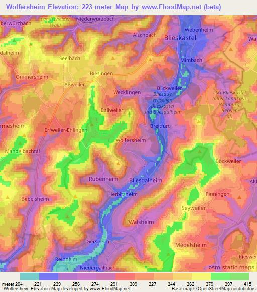 Wolfersheim,Germany Elevation Map