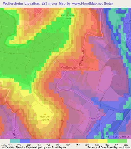 Wolfersheim,Germany Elevation Map