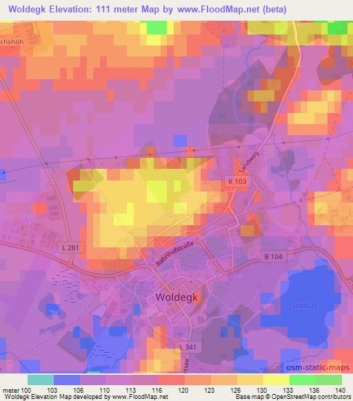 Woldegk,Germany Elevation Map