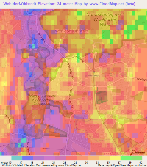 Wohldorf-Ohlstedt,Germany Elevation Map