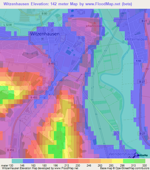 Witzenhausen,Germany Elevation Map