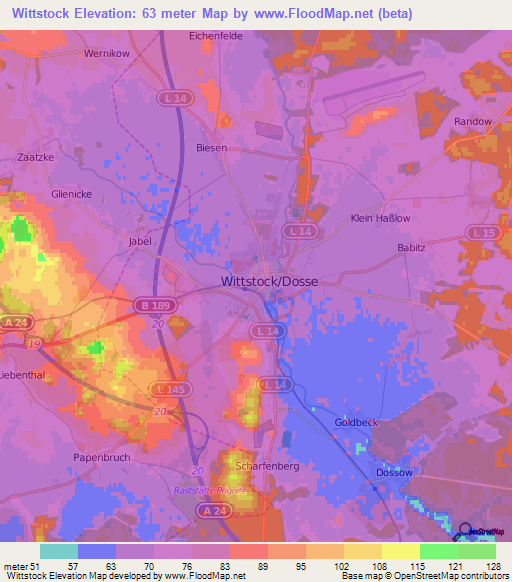 Wittstock,Germany Elevation Map