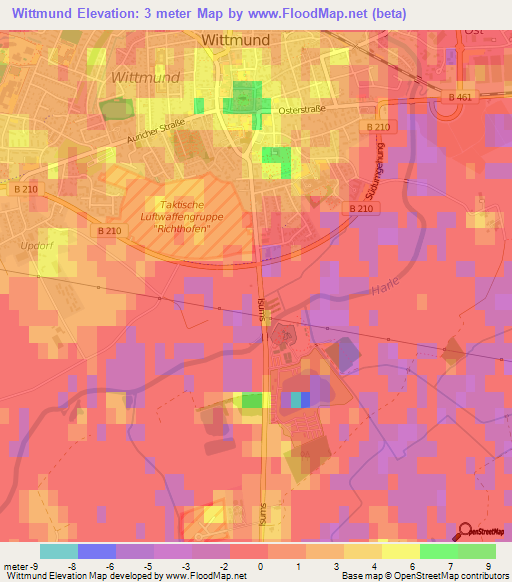 Wittmund,Germany Elevation Map