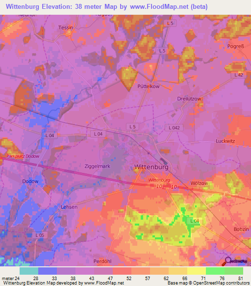 Wittenburg,Germany Elevation Map