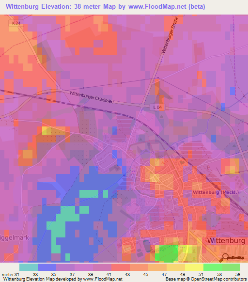 Wittenburg,Germany Elevation Map