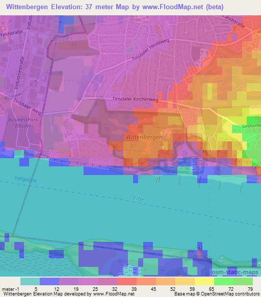 Wittenbergen,Germany Elevation Map