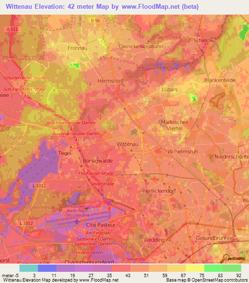 Wittenau,Germany Elevation Map