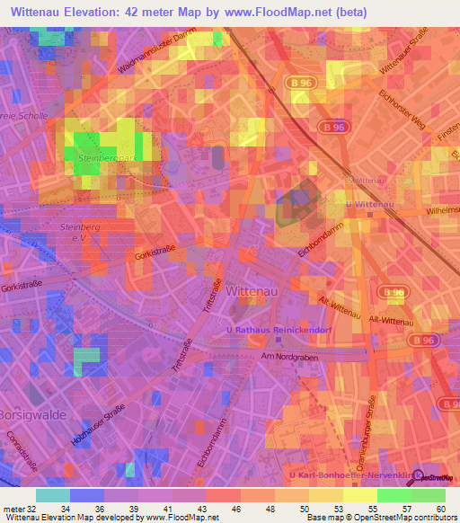 Wittenau,Germany Elevation Map