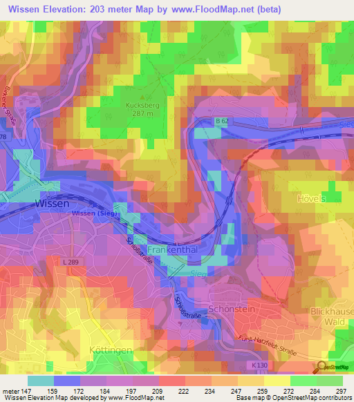 Wissen,Germany Elevation Map