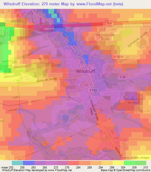 Wilsdruff,Germany Elevation Map