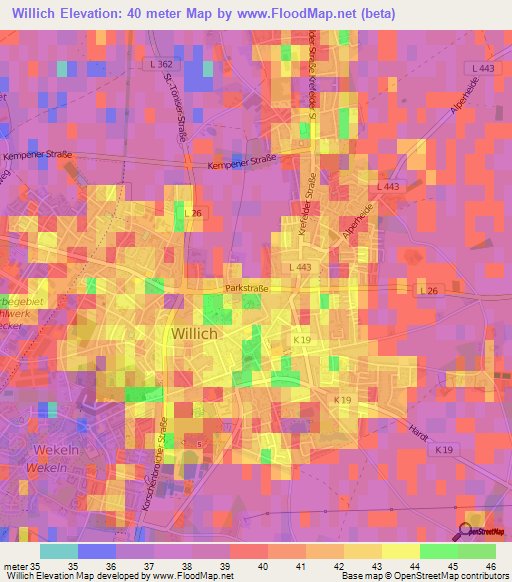 Willich,Germany Elevation Map