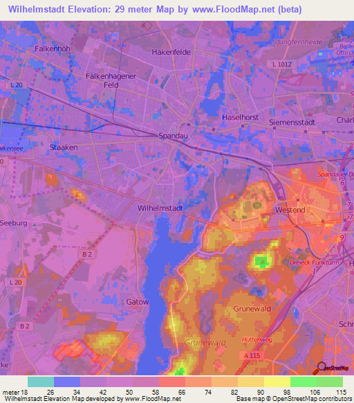 Wilhelmstadt,Germany Elevation Map