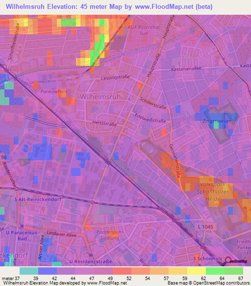 Wilhelmsruh,Germany Elevation Map