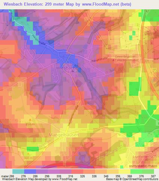 Wiesbach,Germany Elevation Map