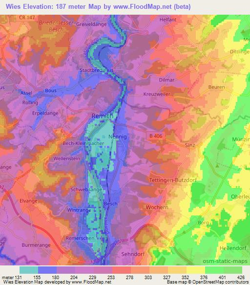 Wies,Germany Elevation Map