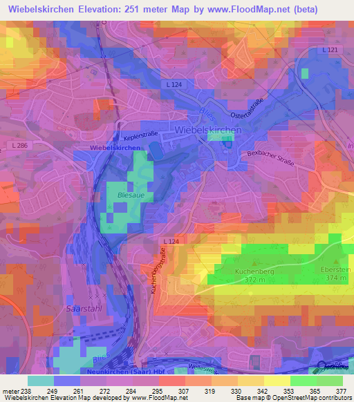 Wiebelskirchen,Germany Elevation Map