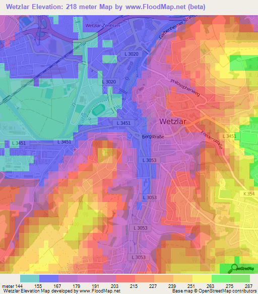 Wetzlar,Germany Elevation Map