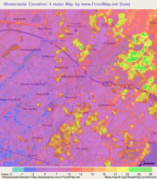 Westerstede,Germany Elevation Map