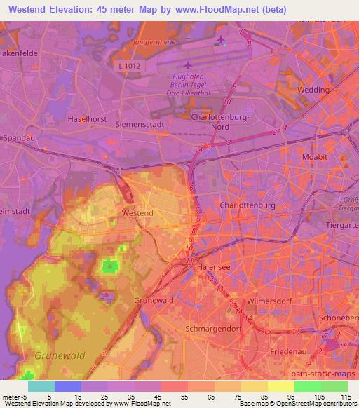 Westend,Germany Elevation Map