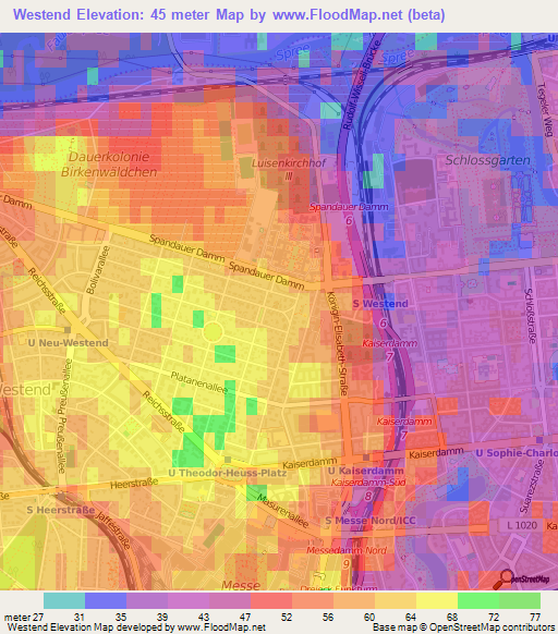 Westend,Germany Elevation Map