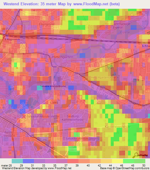 Westend,Germany Elevation Map