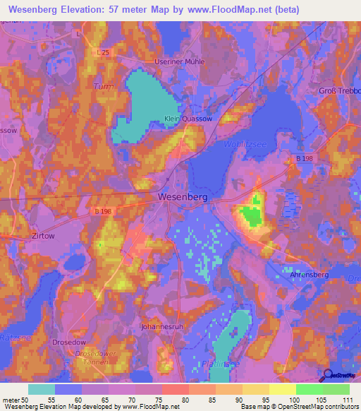 Wesenberg,Germany Elevation Map