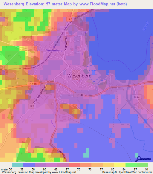 Wesenberg,Germany Elevation Map