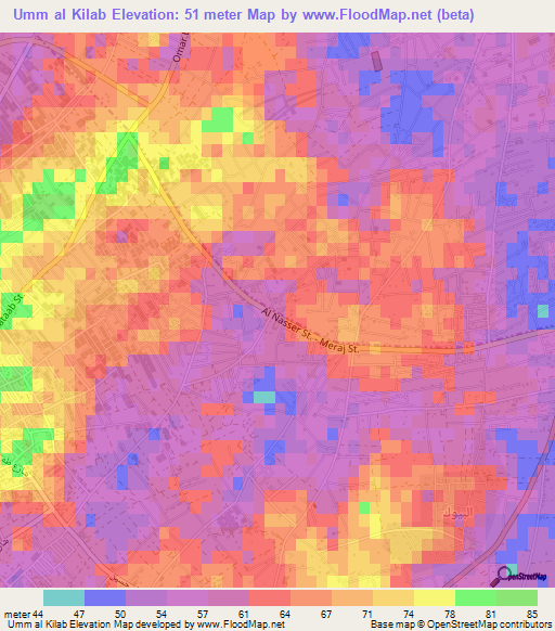 Umm al Kilab,Palestinian Territory Elevation Map