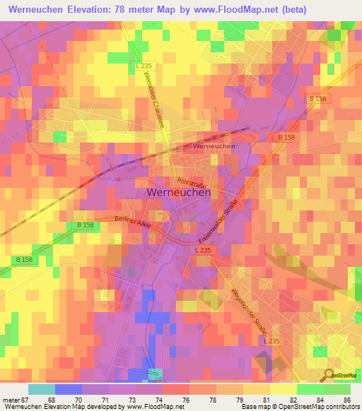 Werneuchen,Germany Elevation Map