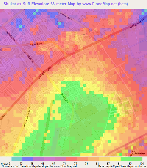 Shukat as Sufi,Palestinian Territory Elevation Map