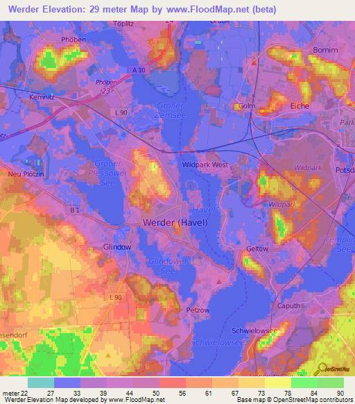 Werder,Germany Elevation Map