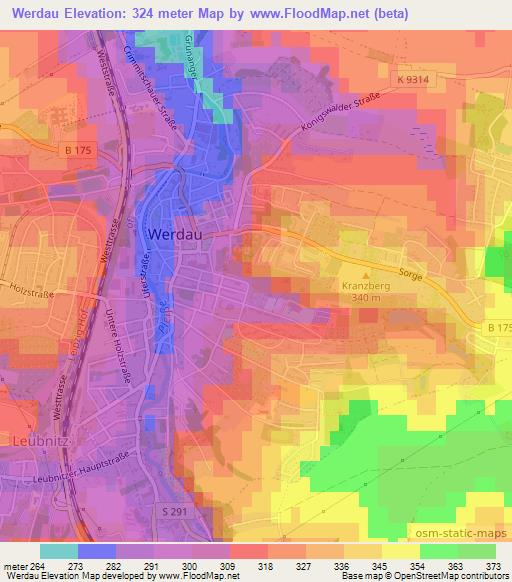 Werdau,Germany Elevation Map