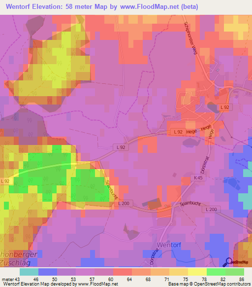 Wentorf,Germany Elevation Map