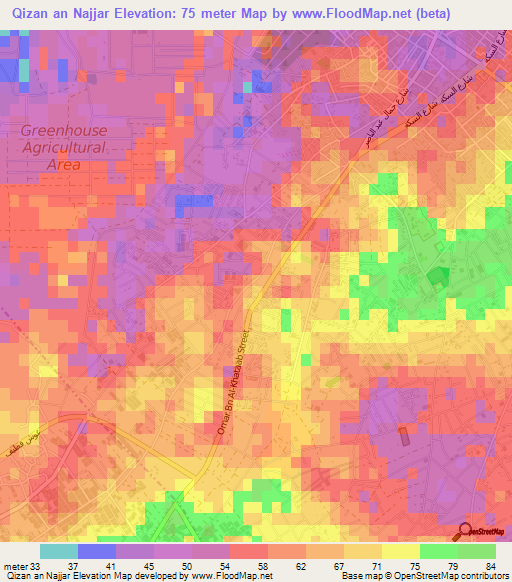 Qizan an Najjar,Palestinian Territory Elevation Map