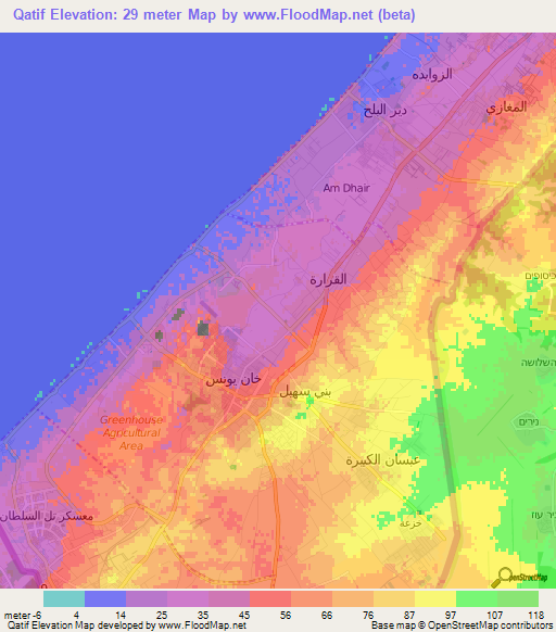 Qatif,Palestinian Territory Elevation Map