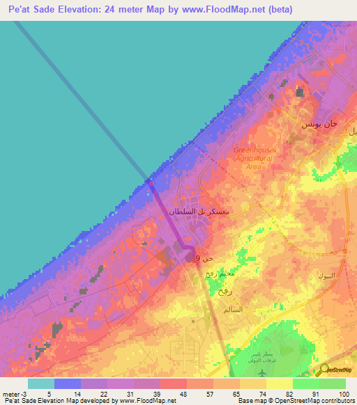 Pe'at Sade,Palestinian Territory Elevation Map