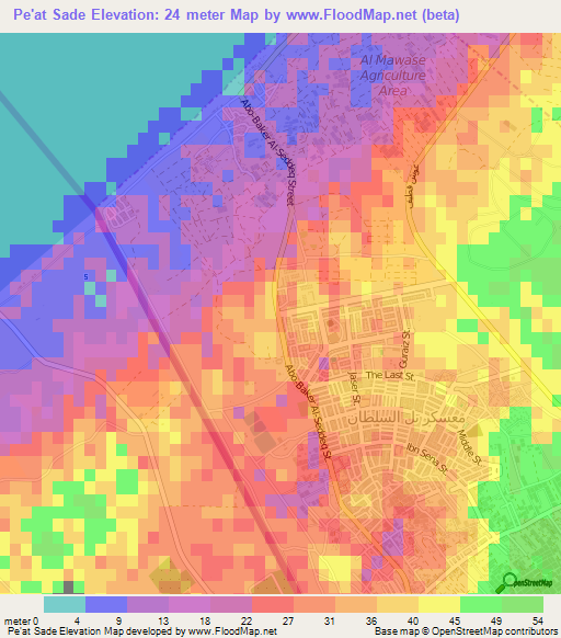 Pe'at Sade,Palestinian Territory Elevation Map