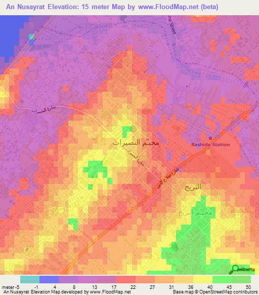 An Nusayrat,Palestinian Territory Elevation Map