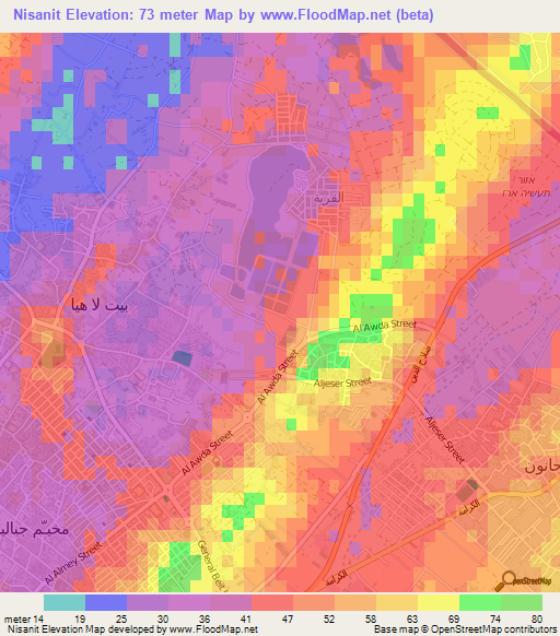 Nisanit,Palestinian Territory Elevation Map