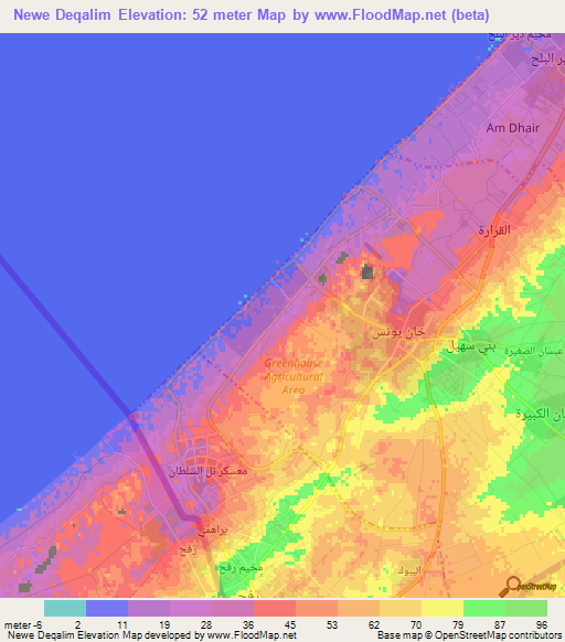 Newe Deqalim,Palestinian Territory Elevation Map